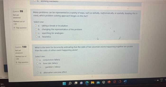 Solved 1567 19°C Sunny Question 99 Not yet answered Marked | Chegg.com
