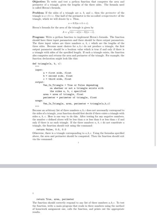 Solved Objective: To write and test python function that | Chegg.com