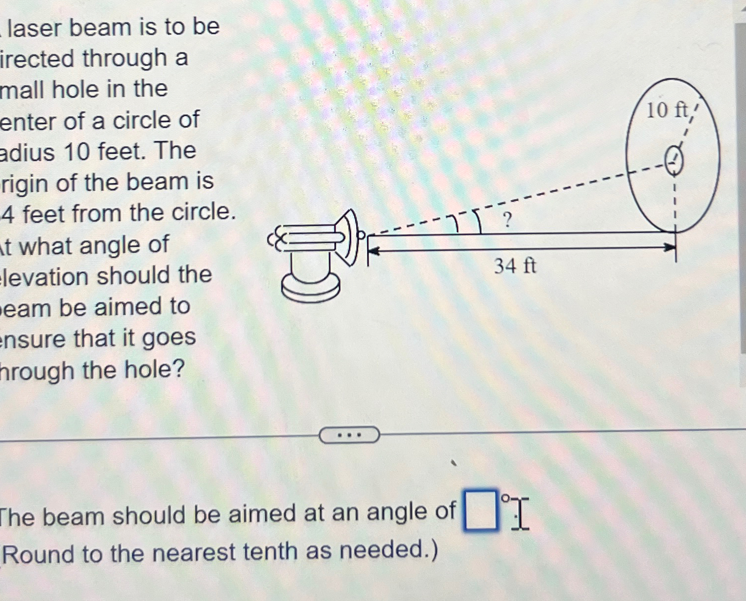 Solved laser beam is to be irected through a mall hole in | Chegg.com