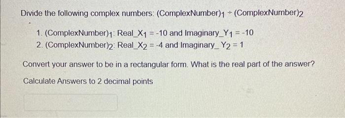 complex number divided by complex number