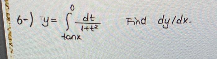 \( y=\int_{\tan x}^{0} \frac{d t}{1+t^{2}} \quad \) Find \( d y / d x \)