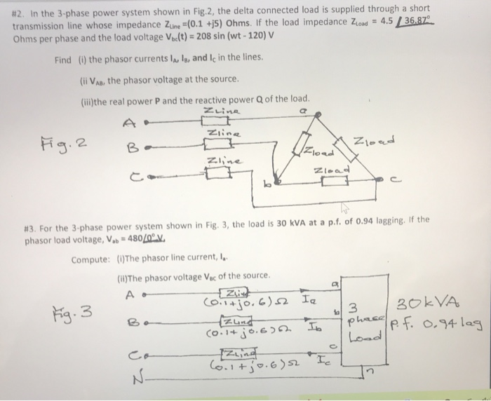 Solved #2. In The 3-phase Power System Shown In Fig.2, The | Chegg.com