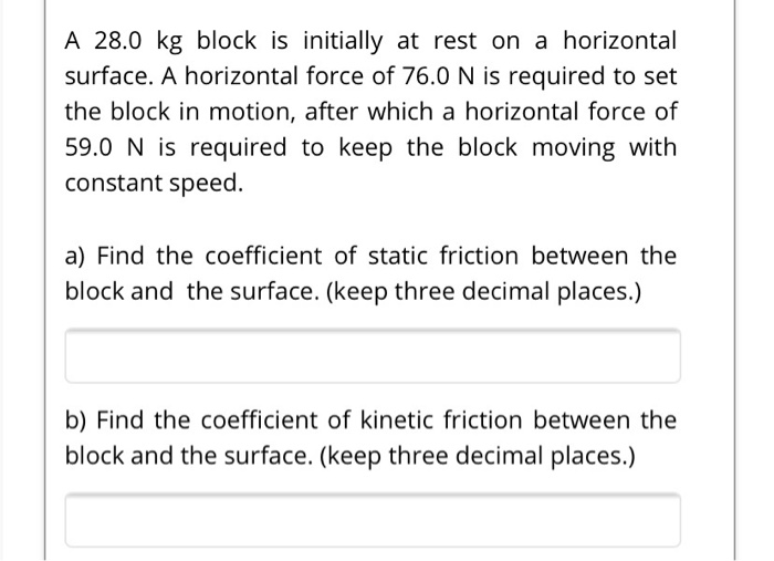 Solved A 28.0 kg block is initially at rest on a horizontal | Chegg.com