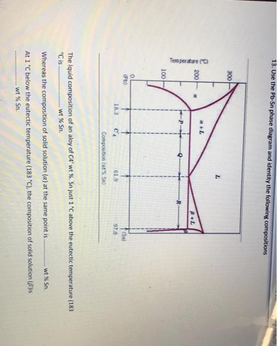 Solved 13. Use the Pb-Sn phase diagram and identity the | Chegg.com