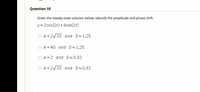 Solved Question 10 Given The Steady-state Solution Below, | Chegg.com