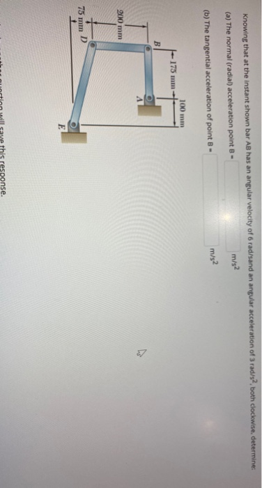 Solved Knowing that at the instant shown bar AB has an | Chegg.com