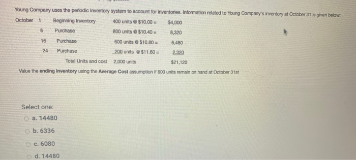 Solved B Young Company Uses The Periodic Inventory System To | Chegg.com