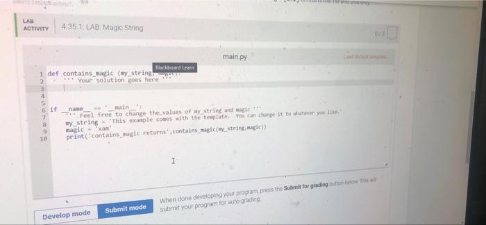 Solved LAR ACTIVITY 435.1 LAB Magic String main.py | Chegg.com