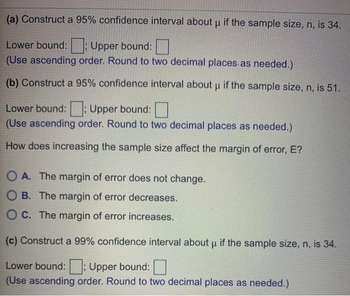 Solved Construct A 95% Confidence Interval Of The Population | Chegg.com