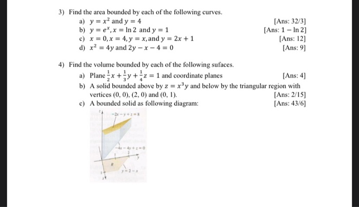 Solved 3 Find The Area Bounded By Each Of The Following Chegg Com