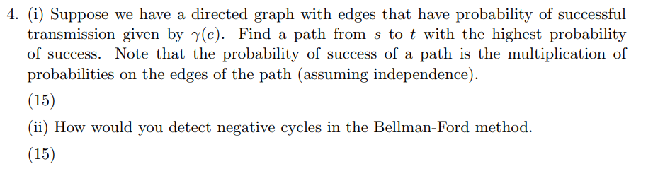 Solved (i) ﻿Suppose we have a directed graph with edges that | Chegg.com