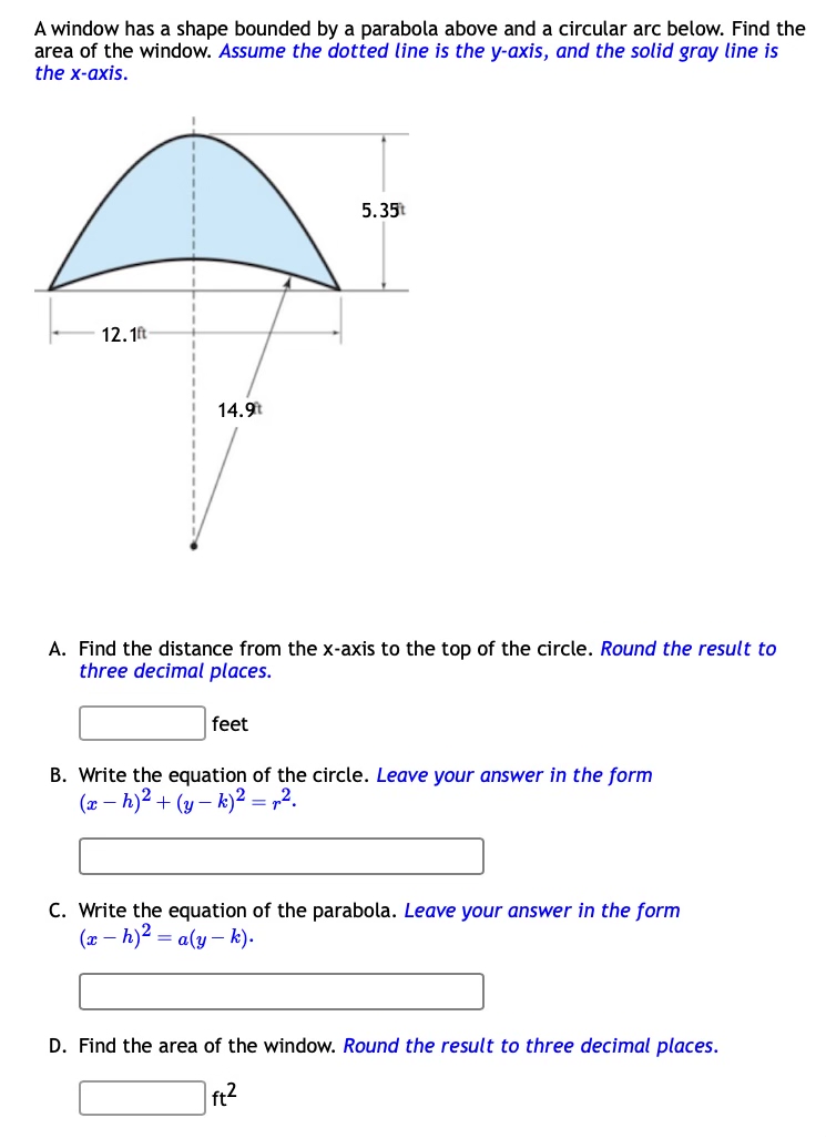 Solved A window has a shape bounded by a parabola above and | Chegg.com