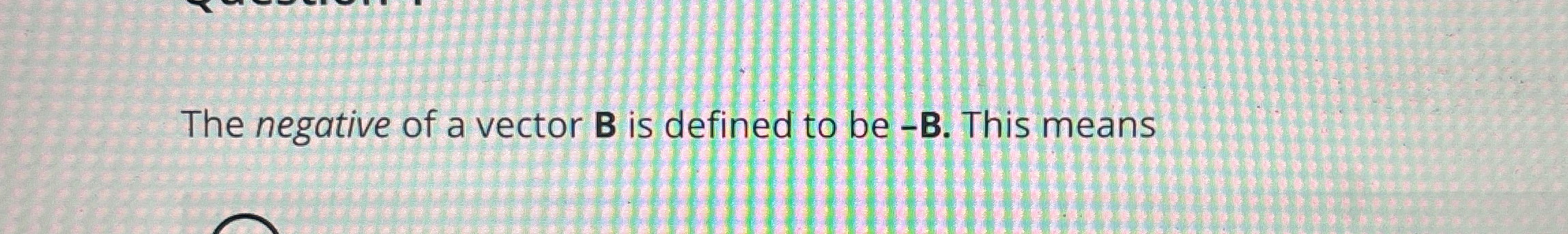 Solved The negative of a vector B ﻿is defined to be -B. | Chegg.com