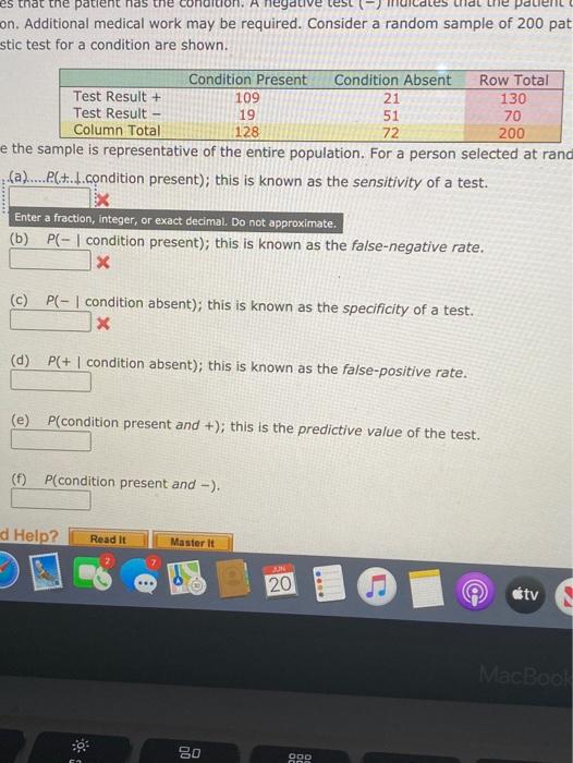 Solved Diagnostic test of medical conditions can I have | Chegg.com