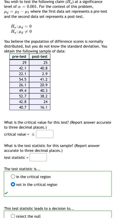 Solved You wish to test the following claim (Ha) at a | Chegg.com