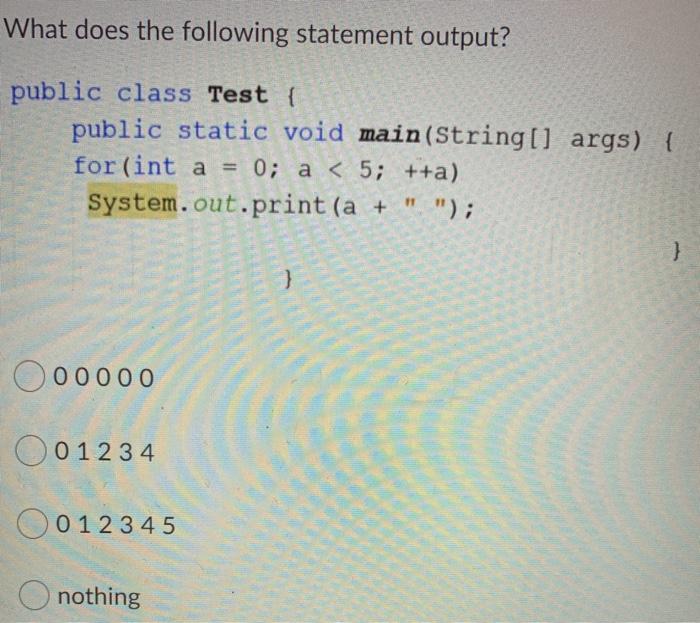 Solved public class Test ! public static void main(String[] | Chegg.com