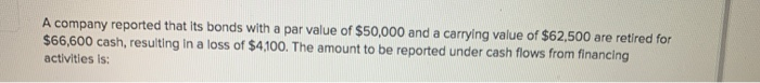 Solved A Company Reported That Its Bonds With A Par Value Of | Chegg.com