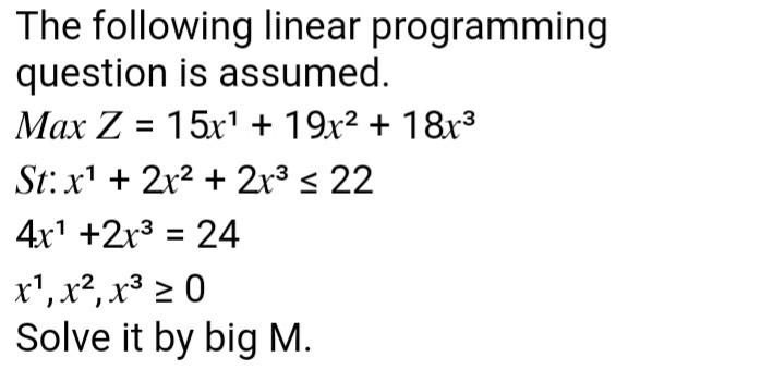 Solved The following linear programming question is assumed. | Chegg.com
