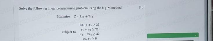 Solved Solve the following linear programming problem using | Chegg.com image.