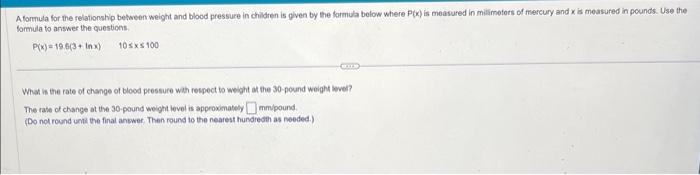 Solved A formula for the relationship between weight and | Chegg.com