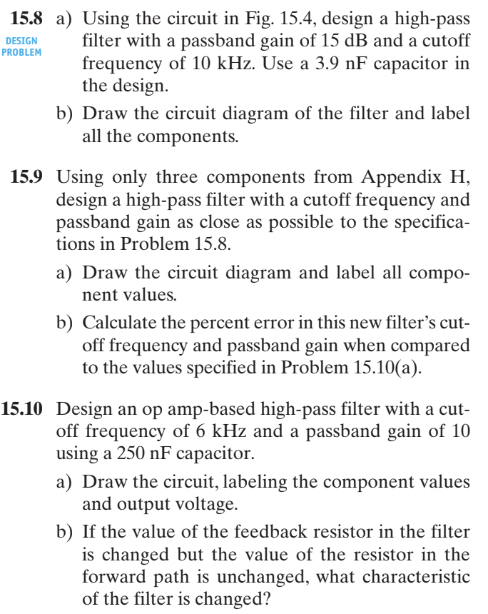 15.8 ﻿a) ﻿Using the circuit in Fig. 15.4, ﻿design a | Chegg.com