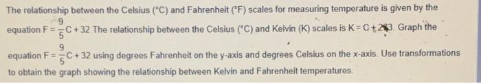 Solved The relationship between the Celsius (°C) and | Chegg.com