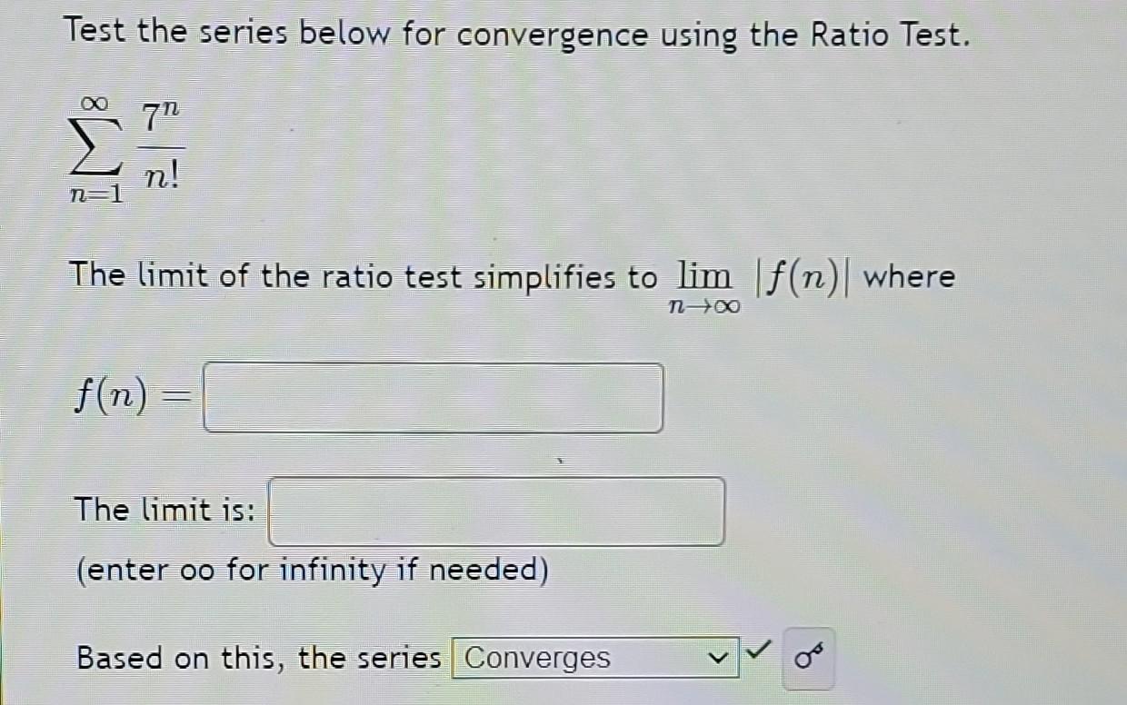 Solved Test the series below for convergence using the Ratio | Chegg.com