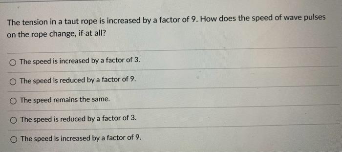 Solved The tension in a taut rope is increased by a factor | Chegg.com
