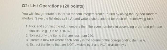 Solved Q2: List Operations (20 points) You will first | Chegg.com