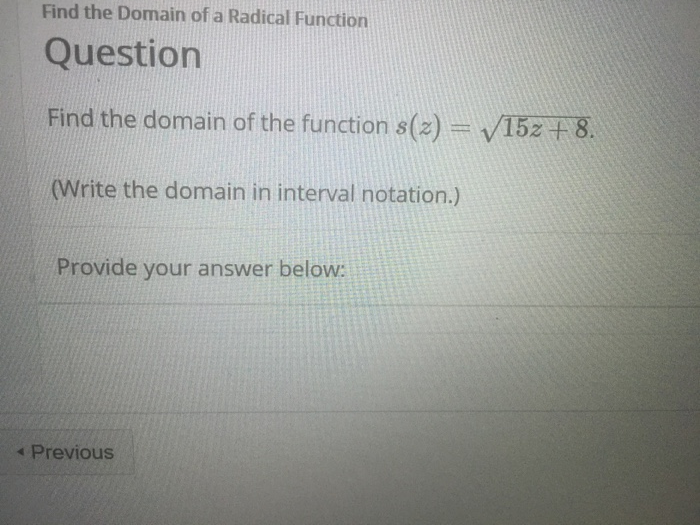 Solved Find the Domain of a Radical Function Question Find | Chegg.com