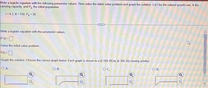 Solved Write a logistic equation with the following | Chegg.com