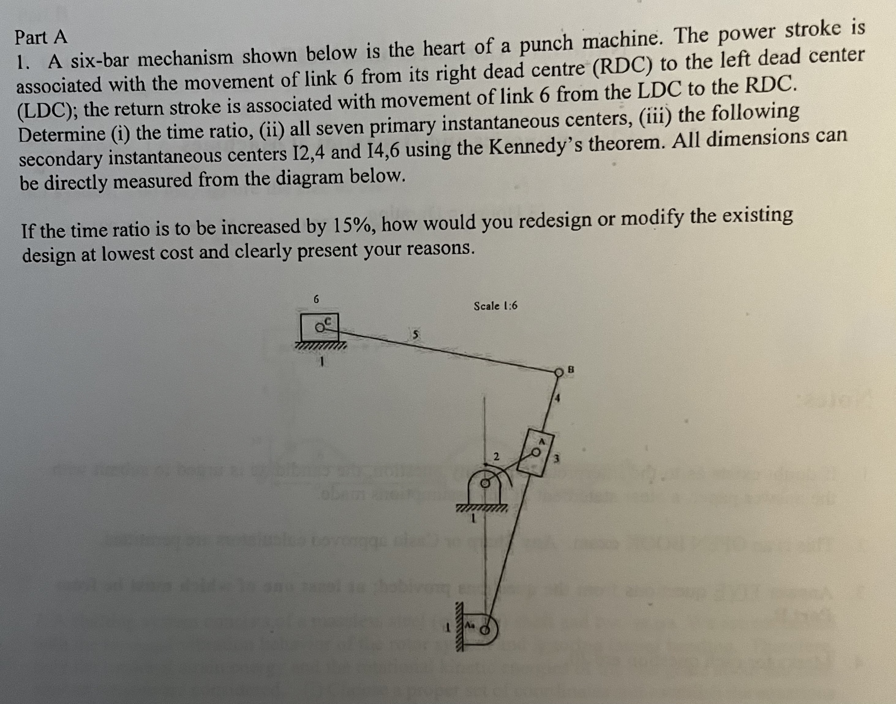 Solved A six-bar mechanism shown below is the heart of a | Chegg.com