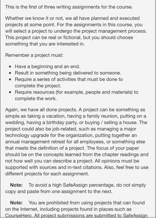 Solved This is the first of three writing assignments for | Chegg.com