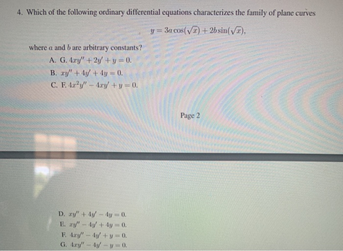 Solved 4. Which Of The Following Ordinary Differential | Chegg.com