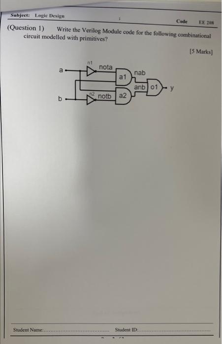 Solved (Question 1) Design A Combinational Circuit With | Chegg.com