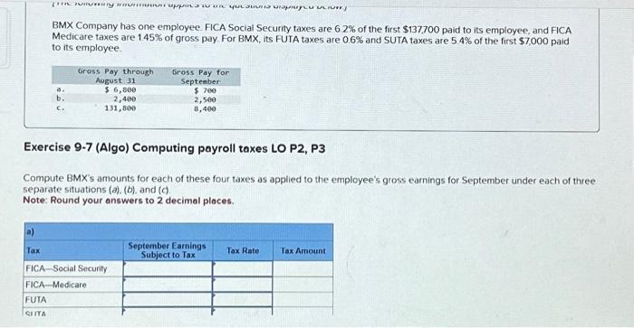 Solved BMX Company Has One Employee. FiCA Social Security | Chegg.com