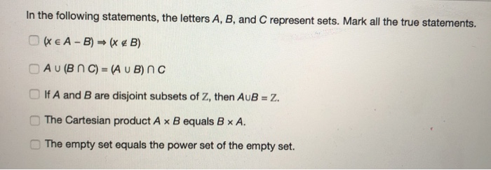 Solved In The Following Statements, The Letters A, B, And C | Chegg.com