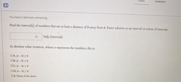 Solved ITEMS SUMMARY 17 You have 2 attempts remaining Find | Chegg.com