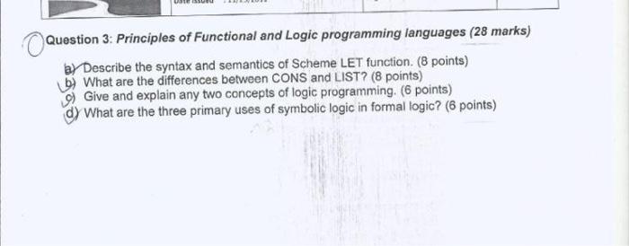 Solved Question 3: Principles of Functional and Logic | Chegg.com