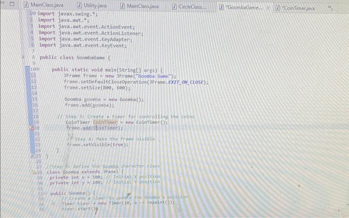 Solved Need help on my project. I'm making a simple goomba | Chegg.com