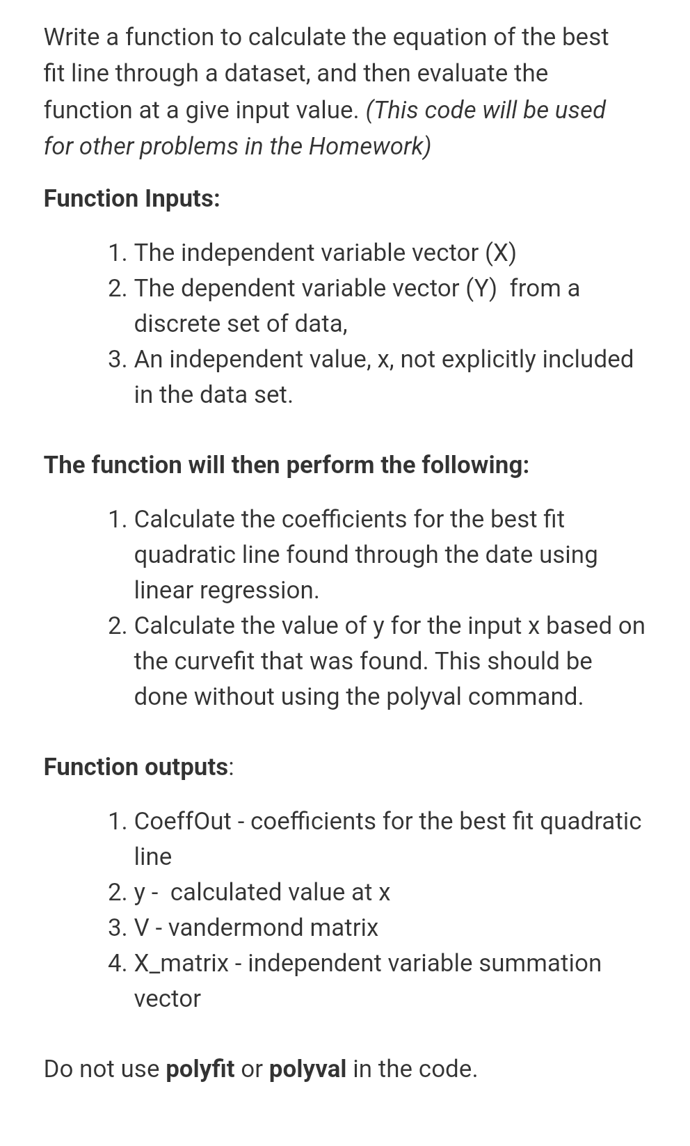 Solved Write a function to calculate the equation of the | Chegg.com