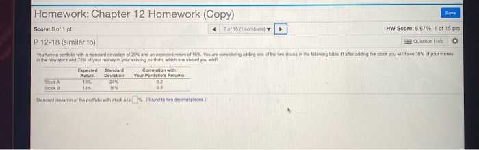 Solved Save Homework: Chapter 12 Homework (Copy) Score: 0 of | Chegg.com