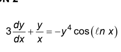 \( 3 \frac{d y}{d x}+\frac{y}{x}=-y^{4} \cos (\ln x) \)