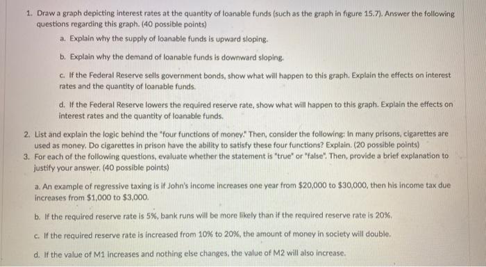 Solved 1. Draw a graph depicting interest rates at the | Chegg.com