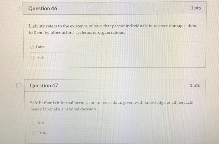 Solved Question 46 1 pts Liability refers to the existence | Chegg.com