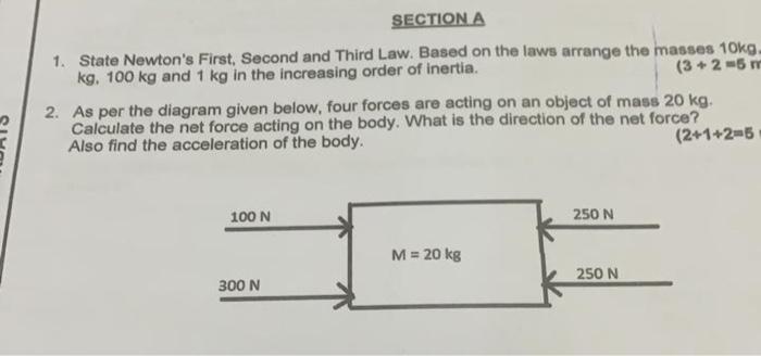 Solved 1. State Newton's First, Second and Third Law. Based | Chegg.com
