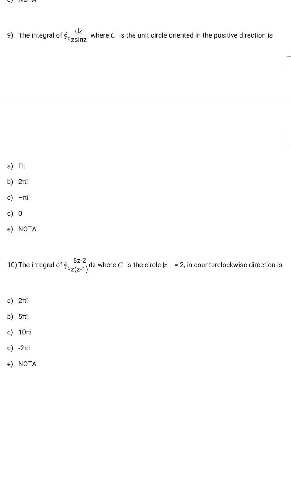 solved-9-the-integral-of-czsinzdz-where-c-is-the-unit-chegg