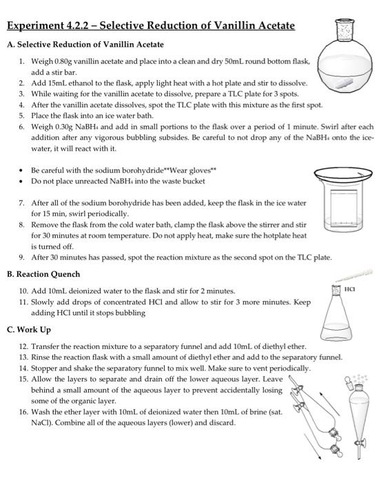 Experiment 4.2.2 - Selective Reduction of Vanillin | Chegg.com