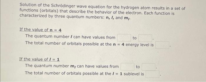 Solved Solution of the Schrödinger wave equation for the | Chegg.com