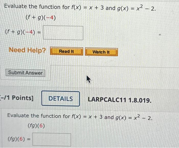 Solved Evaluate The Function For Fxx3 And Gxx2−2 7273